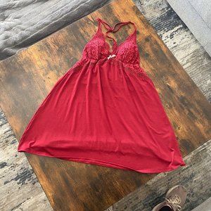 Victoria’s Secret Red Lace Racerback Slip Gown